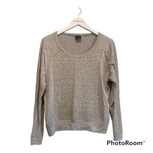 Y2K Ella Miss Gray Sparkle Long Sleeve Cropped Thin Sweater Shirt | Size Small
